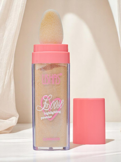 USHAS Sypký rozjasňovač na obličej s houbičkou Golden Petal