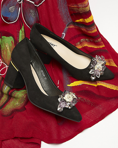 Černé dámské lodičky s barevnými krystaly Xitas - Obuv