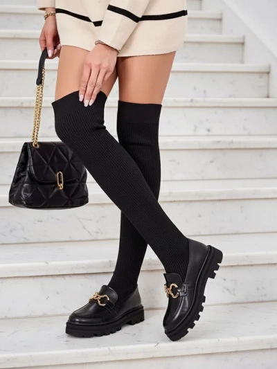 Royalfashion Dámské nazouvací kozačky nad kolena Rufies