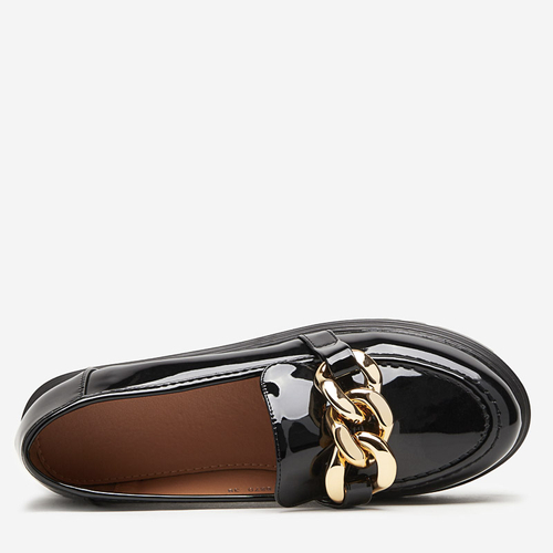 Чорні жіночі лофери з золотим ланцюжком Dradia