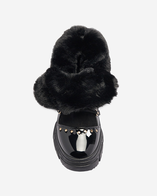 Чорні жіночі снігоступи на шнурівці Fentes- Взуття