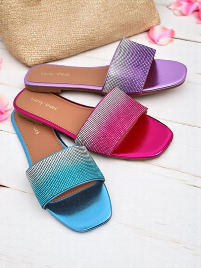 Royalfashion Жіночі шльопанці з цирконами ShinyGlow