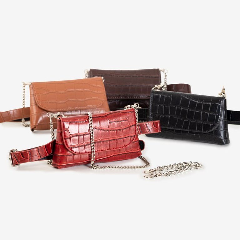 Tmavě hnědá taška z hadí kůže - Kabelky