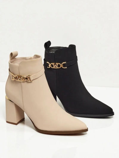 Dámské kotníkové boty eko semišové na sloupku Ostirena