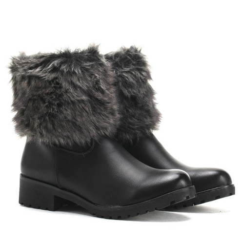 Czarne, ocieplane botki - Obuwie