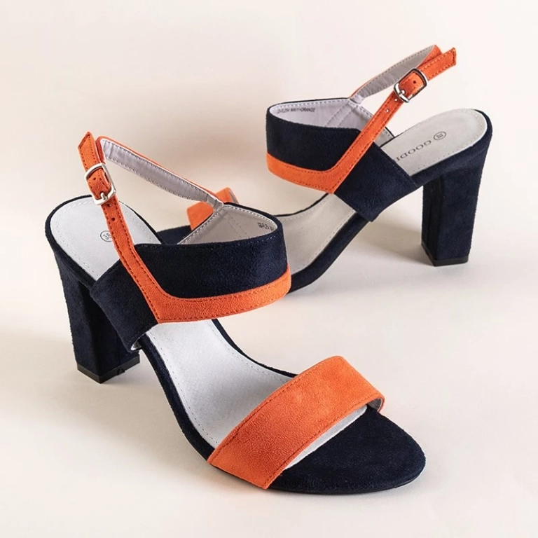 OUTLET Námořnické modré a oranžové dámské sandály od Tiffan - Footwear