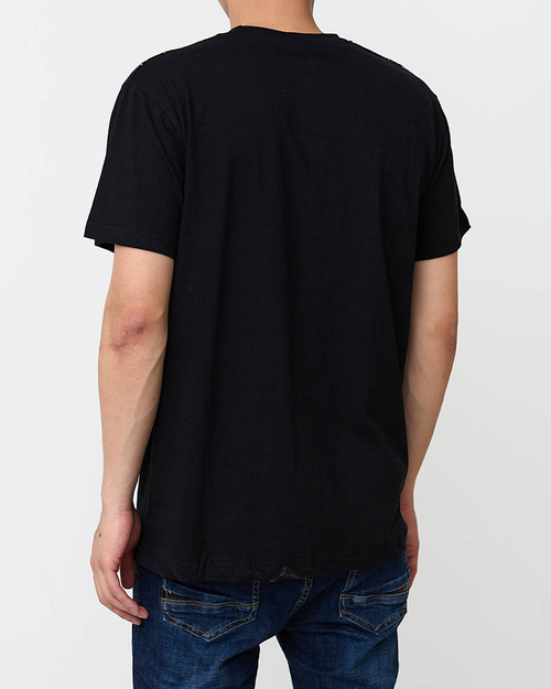 Чоловіча чорна футболка з принтом - Одяг