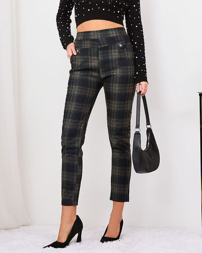 Royalfashion Šedohnědé dámské zateplené kostkované tregíny