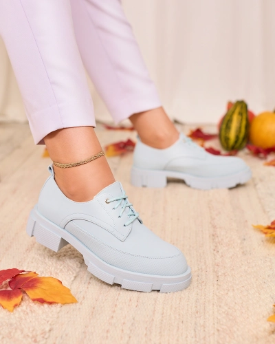 Royalfashion Сині жіночі матові напівчеревики на масивній підошві