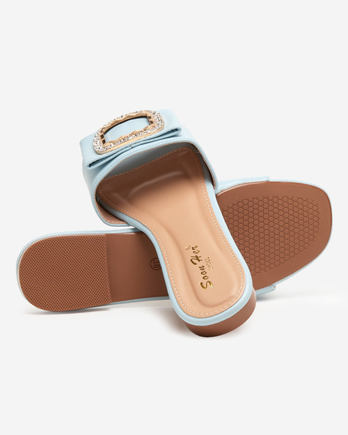 Сині жіночі шльопанці з прикрасою з фіанітів Iteria