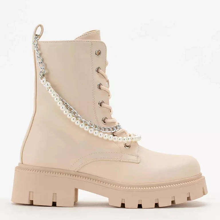 OUTLET Krémové dámské tašky s řetízkem a perličkami Agsiva - Obuv