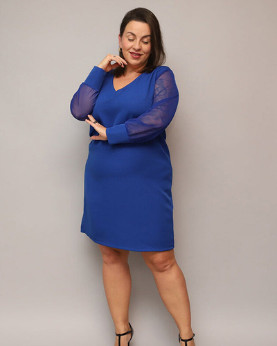 Lesklé šaty nad kolena v zelené barvě PLUS SIZE- Oblečení