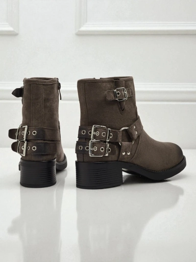 Жіночі ботильйони з екозамші з пряжками Valtos