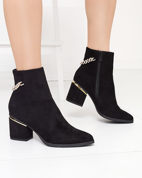 Чорні жіночі ботильйони на шпильці з ланцюжком Bellami-Footwear