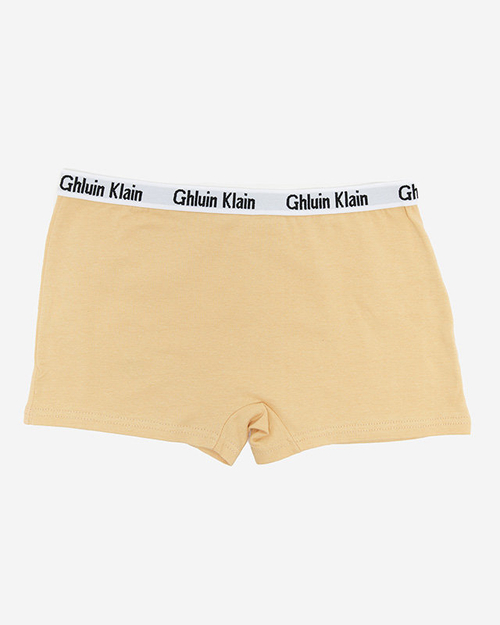 Жіночі однотонні боксерки бежевого кольору з принтом- Нижня білизна