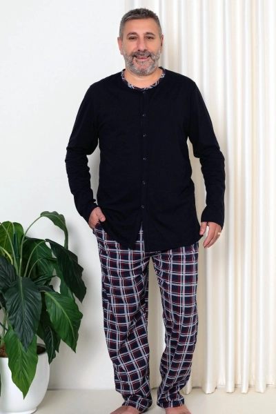 Royalfashion Pánské bavlněné kostkované pyžamo PLUS SIZE