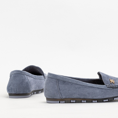 Dámské světle modré mokasíny se zlatým doplňkem Skuizo - Obuv