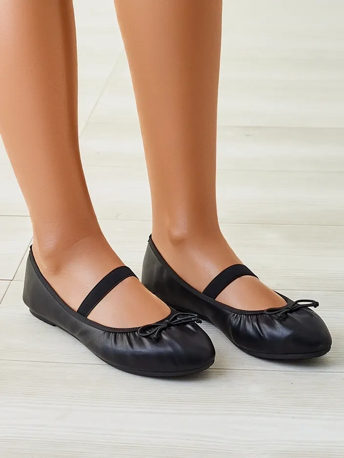 Royalfashion Dámské baleríny s mašlí a elastikou Evsal