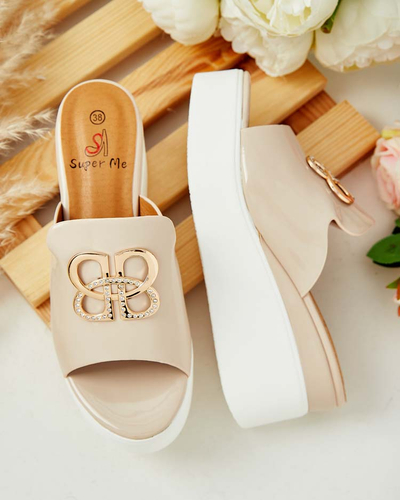 Royalfashion Лаковані жіночі шльопанці на підборах Sailla