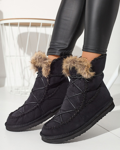 Černé eko semišové dámské sněhule Oiu - Obuv