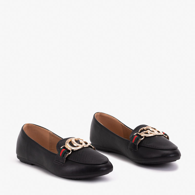 Černé dámské mokasíny s ornamenty na špičce Meneris - Obuv