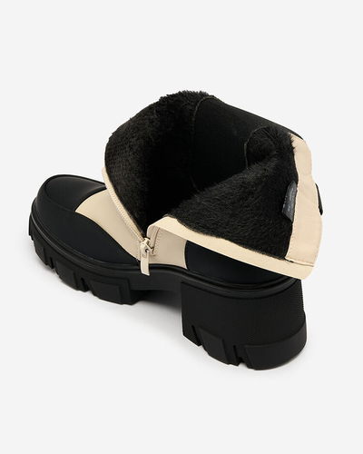 Royalfashion Dámské matné béžové kozačky Bevta na plochém podpatku