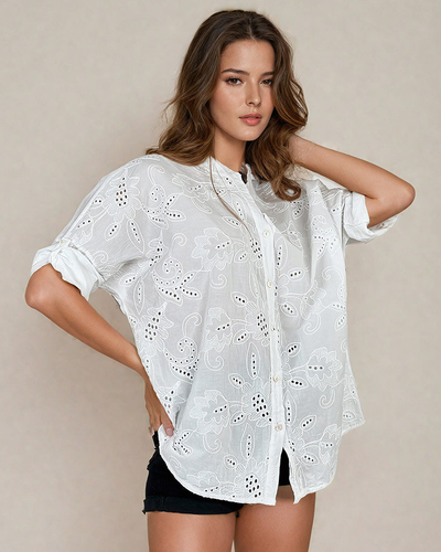 Royalfashion Dámská oversize košile s výšivkou