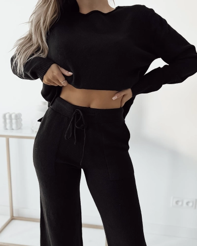 Royalfashion Dámský svetrový komplet v černé barvě