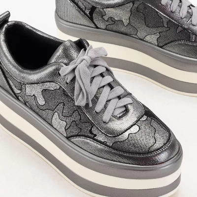 OUTLET Šedé dámské boty na platformě Exira - Obuv