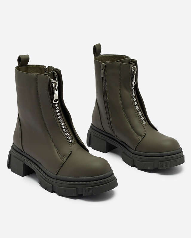 Dámské zateplené tmavě zelené vysoké boty Slovys- Obuv