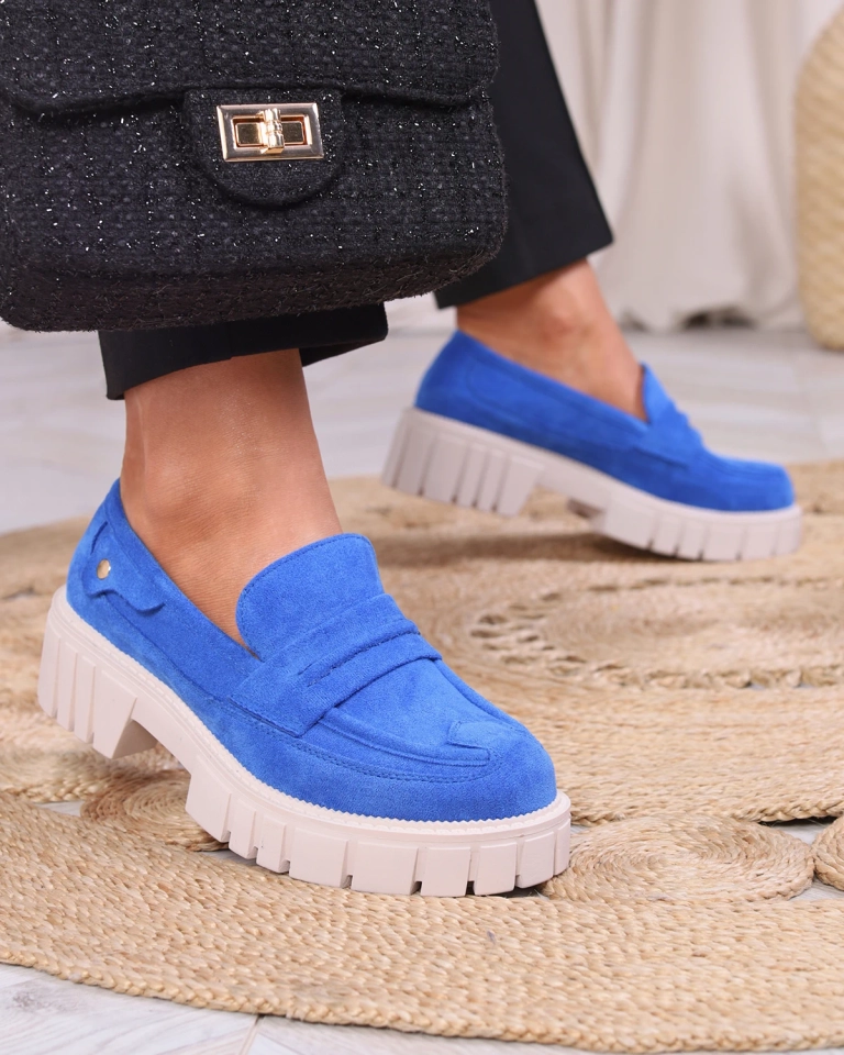 Kobaltové mokasíny z eko semiše pro ženy Siherta- Obuv