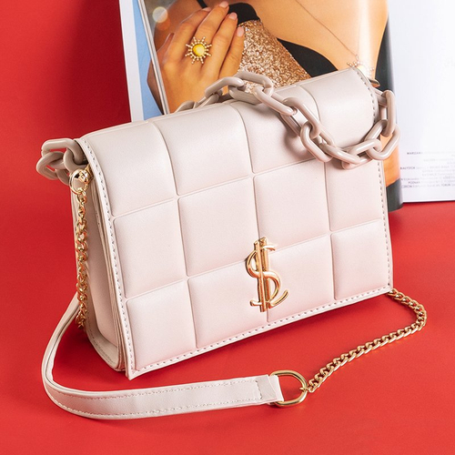 Бежева жіноча стьобана сумка