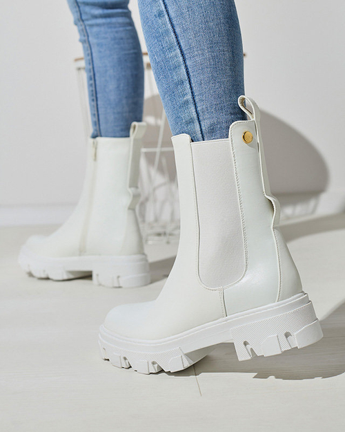 OUTLET Жіночі високі черевики білого кольору Vyvieva- Взуття