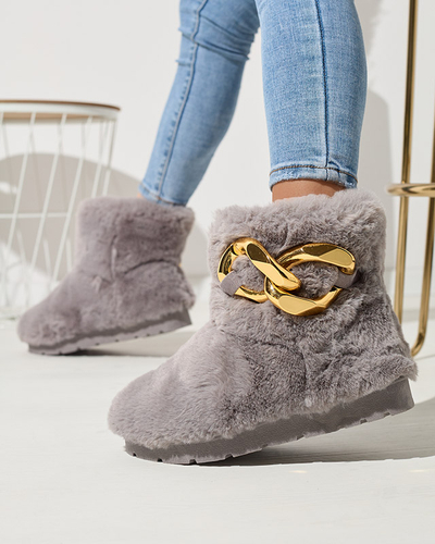 Šedé dámské sněhule s kožíškem Sattopa- Obuv