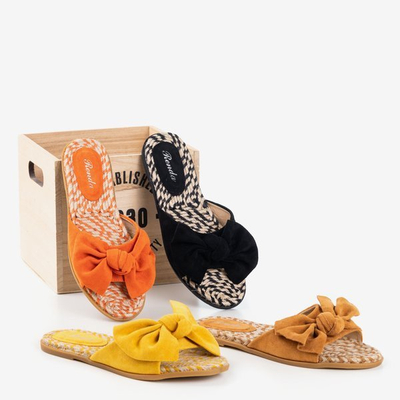 Dámské černé pantofle s mašlí Revda - Obuv