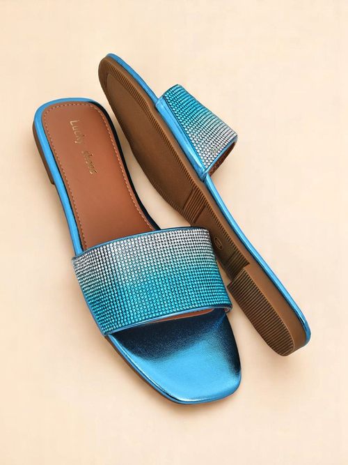 Royalfashion Жіночі шльопанці з цирконами ShinyGlow