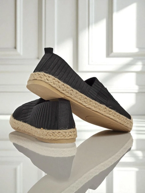 Жіночі еспадрильї Atena чорні - плоский каблук, екологічна замшева шкіра