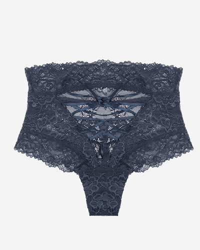 Námořnické modré krajkové brasilánky se stuhou - Spodní prádlo