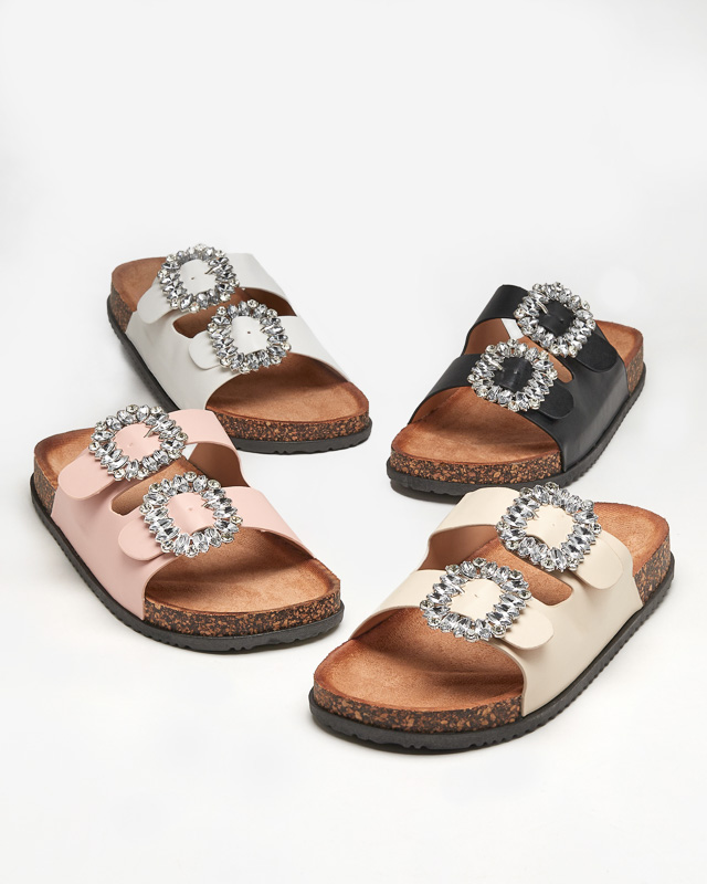 Černé dámské pantofle se sponami Oterina - Obuv