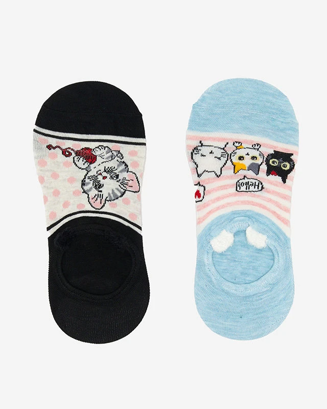 Černomodré dámské ponožky se zvířecím potiskem 2 / bal - Spodní prádlo