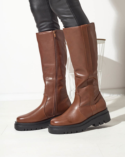 Жіночі ботфорти з екошкіри під верблюда Roterika - Взуття