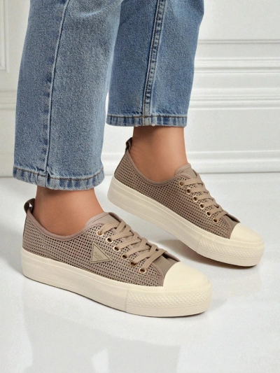 Dámské sneakers Hypatia Mesh světle hnědé na léto plochá podrážka 3cm