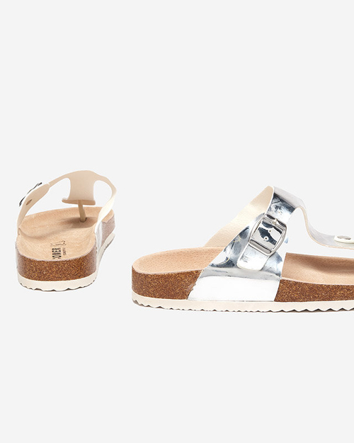 Сріблясті металеві тапочки жіночі Елоці шльопанці - Взуття