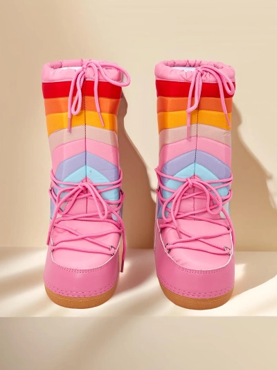 Жіноча взуття для снігу Royalfashion Чоботи з тканини, наповнені піною зсередини. Модель з зав'язками, з лацканом у верхній частині голіни. Ідеальний вибір для зимових стилізацій! 87654321 <p>ЧОБОТИ ДЛЯ ЖІНОК БЕЗ ПІДКЛАДКИ В