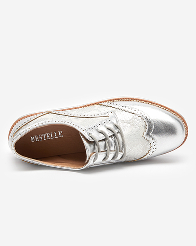 OUTLET Dámské stříbrné kotníkové boty s vsadkami z hadí kůže Fin - Footwear