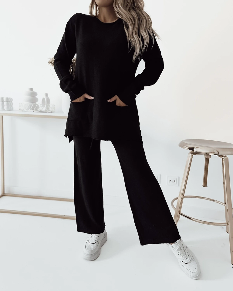 Royalfashion Dámský svetrový komplet v černé barvě