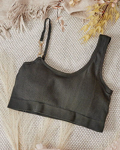 Royalfashion Dámská žebrovaná podprsenka s ozdobným ramínkem