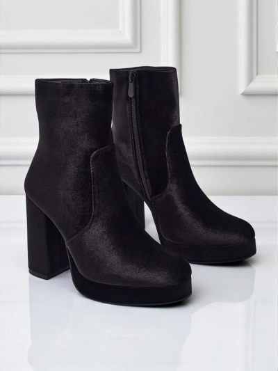 Dámské kotníkové boty na sloupku al'la Velur Miss