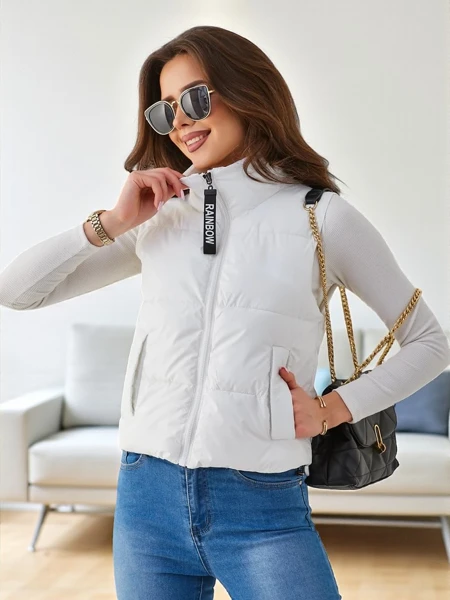 Royalfashion Dámská krátká bezrukávová bunda