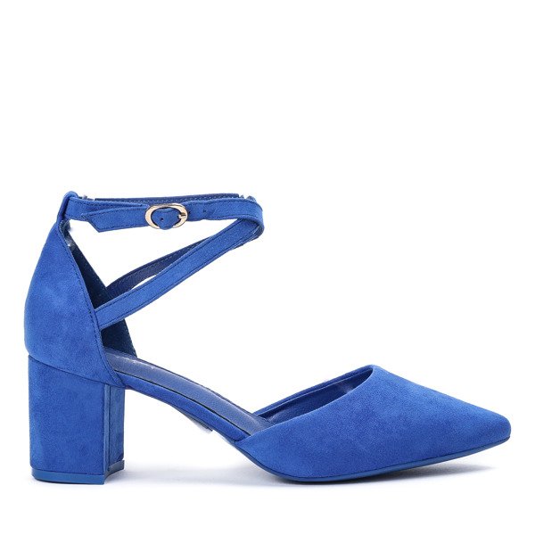 Modré pumpy na nízkém sloupku Blue Rose - Footwear 1
